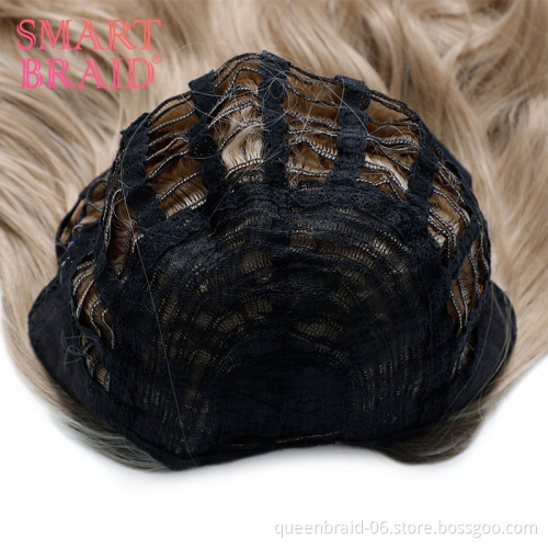 Good Fiber Hair Swiss Light Brown Synthetic Wigs Synthetic Wig Body Wave Heat Resistant Ombre Cheap Woman Wig
